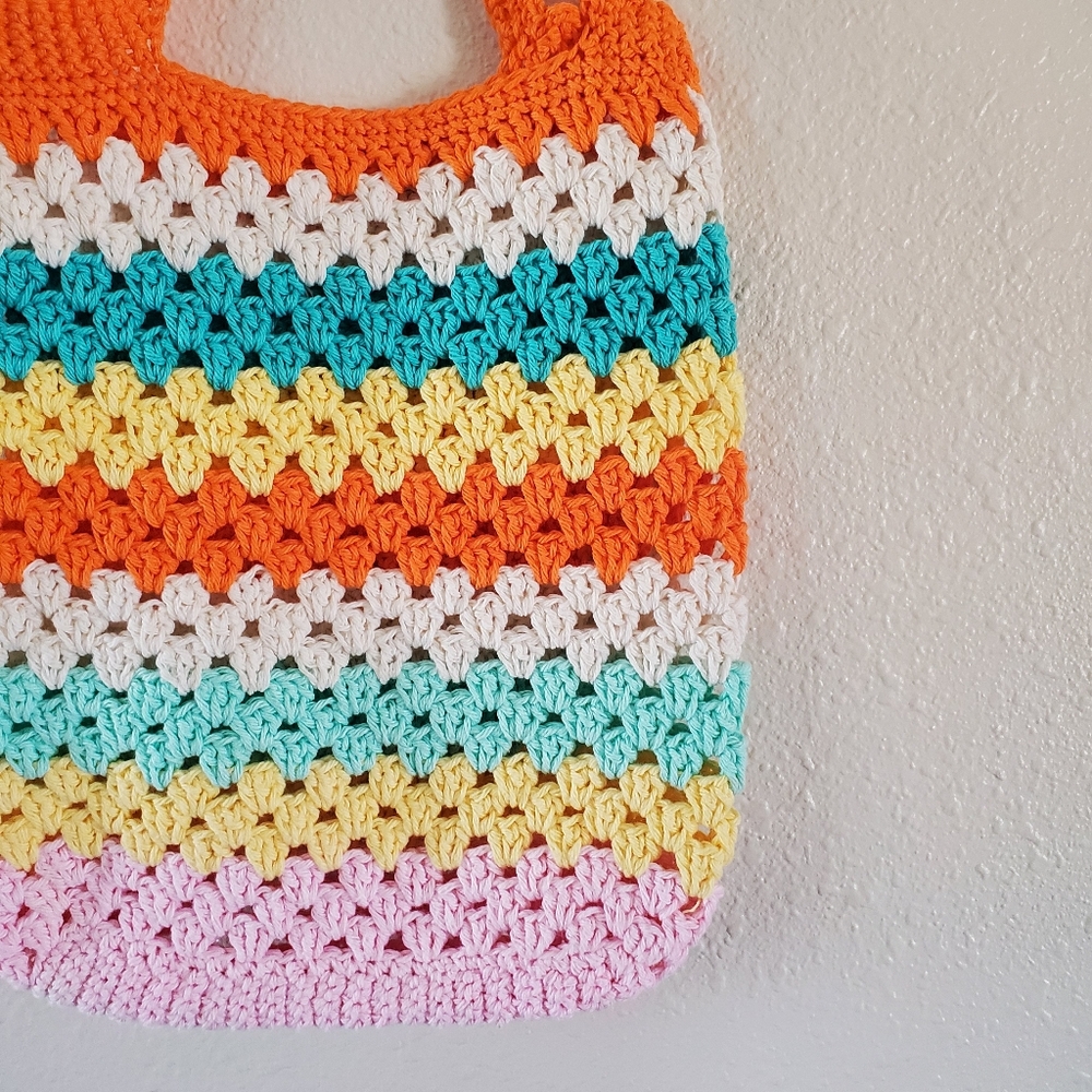 Crochet Knit Retro Tote Beach Bag Handmade - Picture 3 of 10